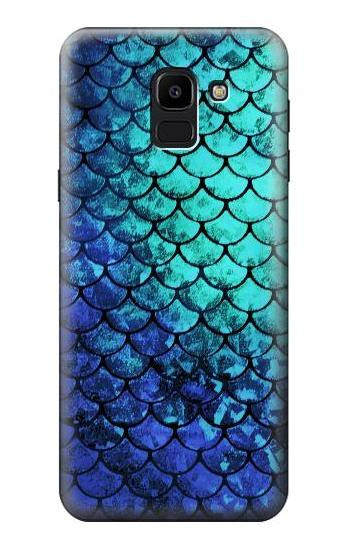 S3047 Green Mermaid Fish Scale Etui Coque Housse pour Samsung Galaxy J6 (2018)