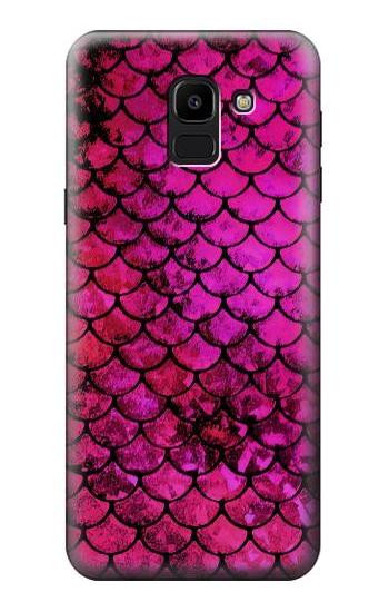 S3051 Pink Mermaid Fish Scale Etui Coque Housse pour Samsung Galaxy J6 (2018)