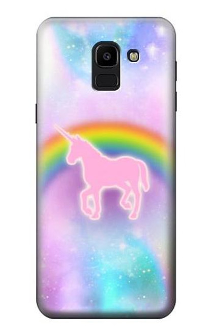 S3070 Rainbow Unicorn Pastel Sky Etui Coque Housse pour Samsung Galaxy J6 (2018)