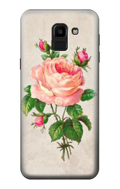 S3079 Vintage Pink Rose Etui Coque Housse pour Samsung Galaxy J6 (2018)