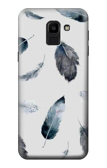 S3085 Feather Paint Pattern Etui Coque Housse pour Samsung Galaxy J6 (2018)