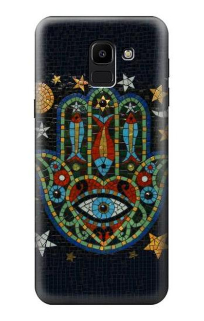S3175 Hamsa Hand Mosaics Etui Coque Housse pour Samsung Galaxy J6 (2018)