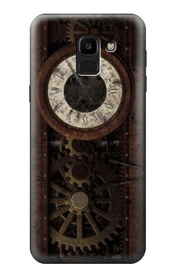 S3221 Steampunk Clock Gears Etui Coque Housse pour Samsung Galaxy J6 (2018)