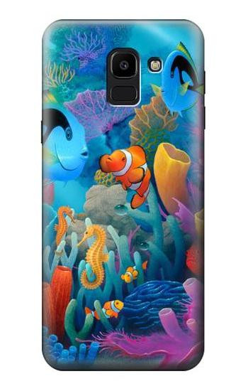 S3227 Underwater World Cartoon Etui Coque Housse pour Samsung Galaxy J6 (2018)