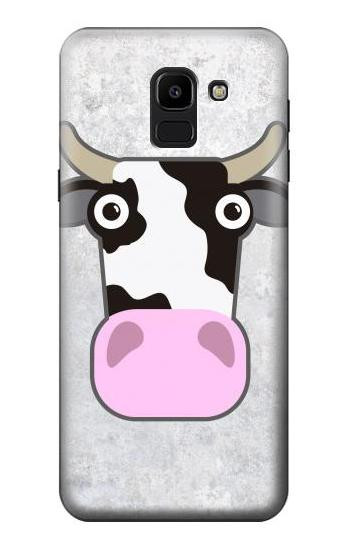 S3257 Cow Cartoon Etui Coque Housse pour Samsung Galaxy J6 (2018)