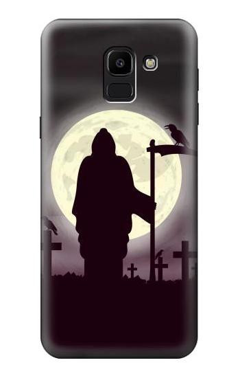 S3262 Grim Reaper Night Moon Cemetery Etui Coque Housse pour Samsung Galaxy J6 (2018)
