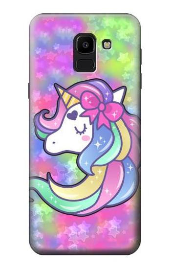 S3264 Pastel Unicorn Etui Coque Housse pour Samsung Galaxy J6 (2018)