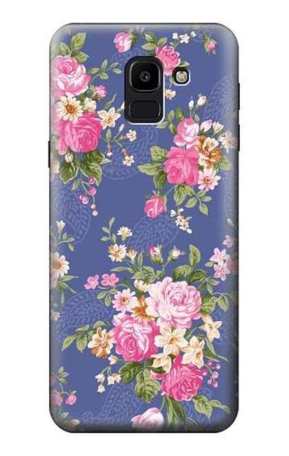 S3265 Vintage Flower Pattern Etui Coque Housse pour Samsung Galaxy J6 (2018)