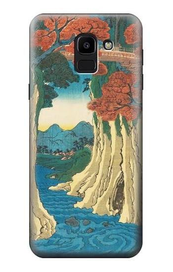 S3348 Utagawa Hiroshige The Monkey Bridge Etui Coque Housse pour Samsung Galaxy J6 (2018)