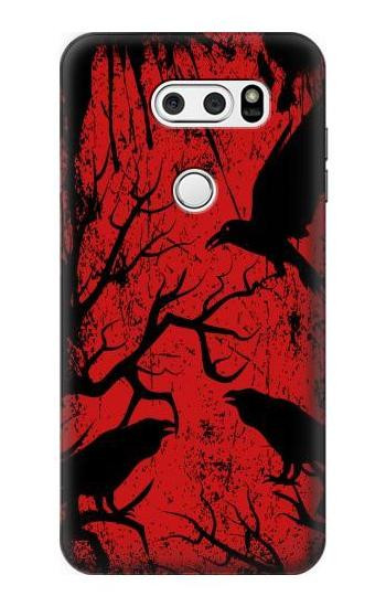S3325 Crow Black Blood Tree Etui Coque Housse pour LG V30, LG V30 Plus, LG V30S ThinQ, LG V35, LG V35 ThinQ