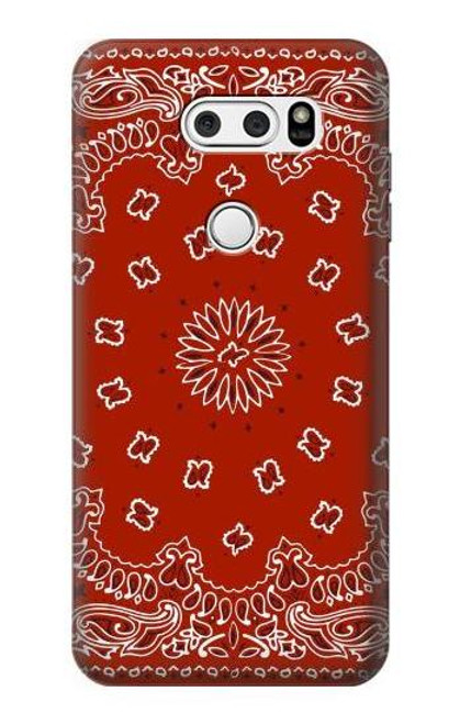 S3355 Bandana Red Pattern Etui Coque Housse pour LG V30, LG V30 Plus, LG V30S ThinQ, LG V35, LG V35 ThinQ