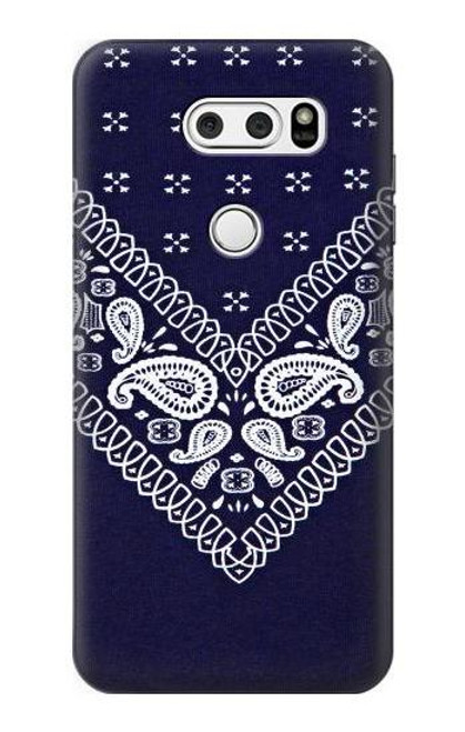 S3357 Navy Blue Bandana Pattern Etui Coque Housse pour LG V30, LG V30 Plus, LG V30S ThinQ, LG V35, LG V35 ThinQ