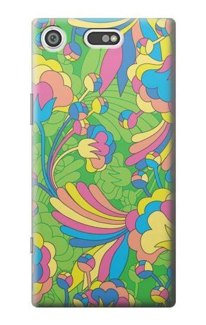 S3273 Flower Line Art Pattern Etui Coque Housse pour Sony Xperia XZ1