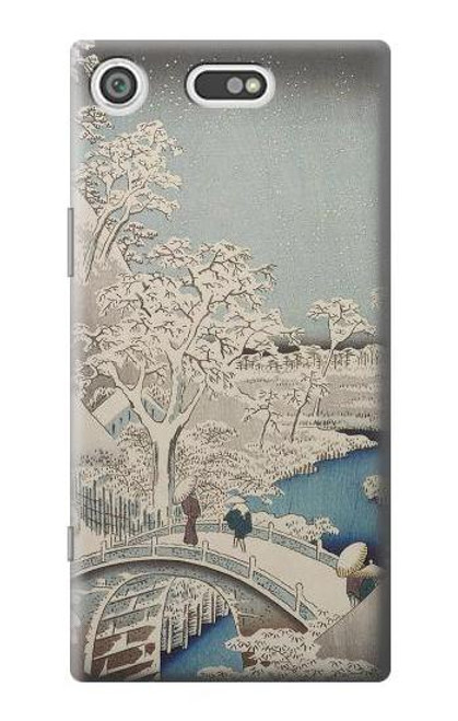S3350 Utagawa Hiroshige Drum Bridge Yuhi Hill in Meguro Etui Coque Housse pour Sony Xperia XZ1