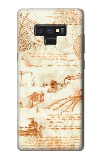 S0566 Technical Drawing Da Vinci Etui Coque Housse pour Note 9 Samsung Galaxy Note9