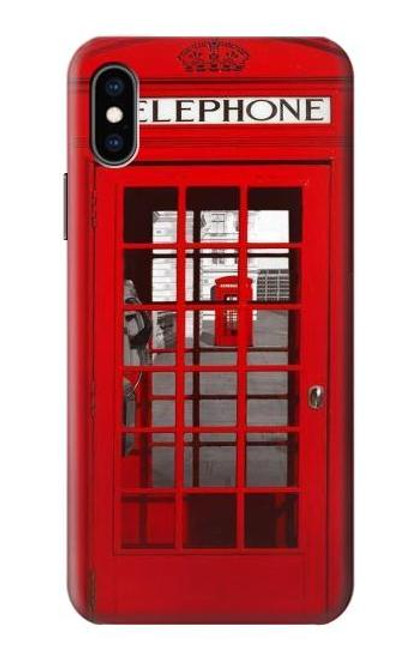 S0058 British Red Telephone Box Etui Coque Housse pour iPhone X, iPhone XS