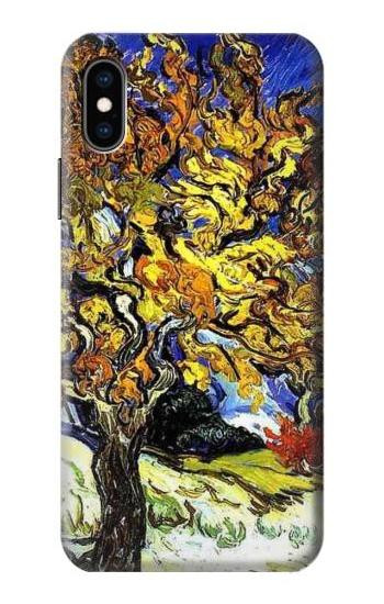 S0902 Mulberry Tree Van Gogh Etui Coque Housse pour iPhone X, iPhone XS