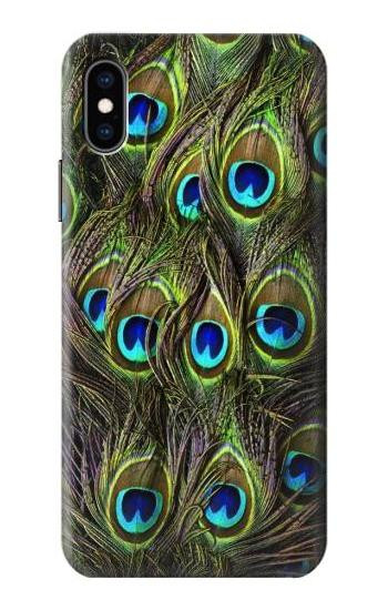 S1965 Peacock Feather Etui Coque Housse pour iPhone X, iPhone XS