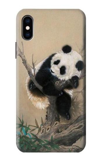 S2210 Panda Fluffy Art Painting Etui Coque Housse pour iPhone X, iPhone XS