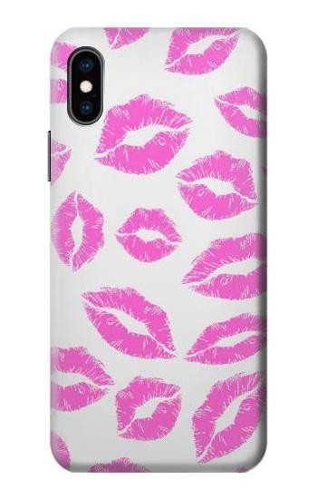 S2214 Pink Lips Kisses Etui Coque Housse pour iPhone X, iPhone XS