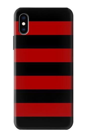S2638 Black and Red Striped Etui Coque Housse pour iPhone X, iPhone XS