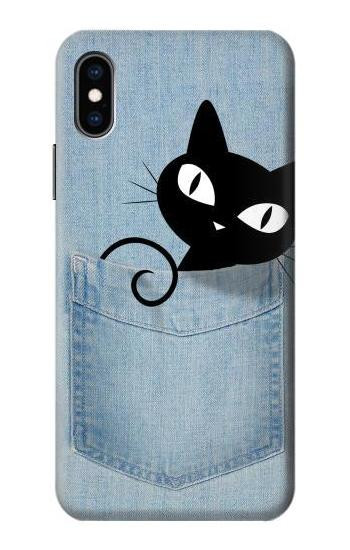 S2641 Pocket Black Cat Etui Coque Housse pour iPhone X, iPhone XS