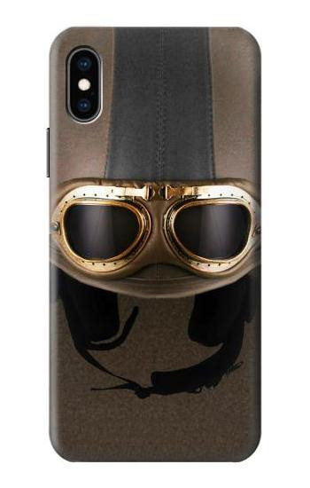 S2645 Vintage Brown Goggles Motorcycle Helmet Etui Coque Housse pour iPhone X, iPhone XS
