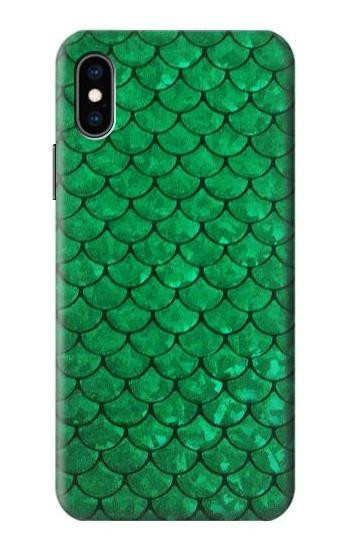 S2704 Green Fish Scale Pattern Graphic Etui Coque Housse pour iPhone X, iPhone XS