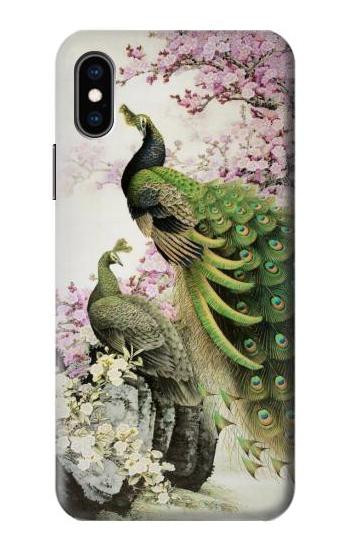 S2773 Peacock Chinese Brush Painting Etui Coque Housse pour iPhone X, iPhone XS