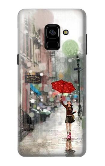 S0108 Girl in The Rain Etui Coque Housse pour Samsung Galaxy A8 (2018)