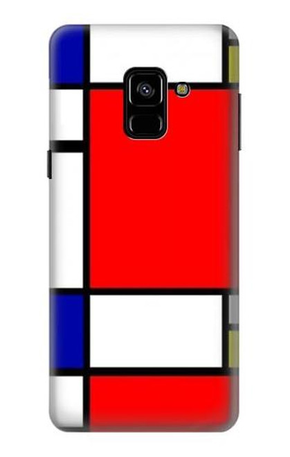 S0157 Composition Red Blue Yellow Etui Coque Housse pour Samsung Galaxy A8 (2018)