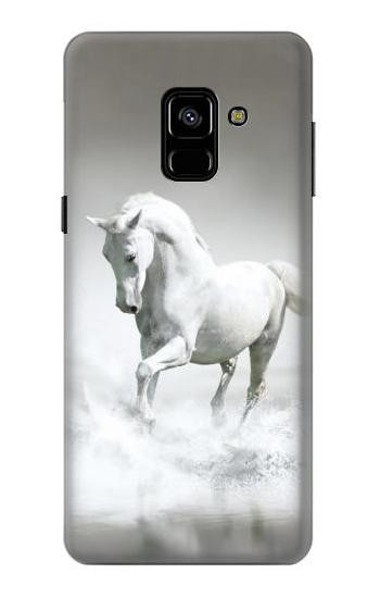 S0932 White Horse Etui Coque Housse pour Samsung Galaxy A8 (2018)