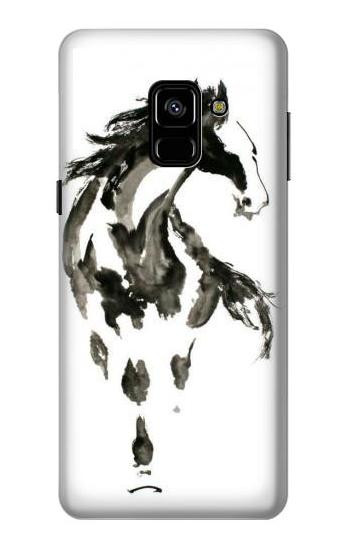 S1031 Horse Paintbrush Etui Coque Housse pour Samsung Galaxy A8 (2018)