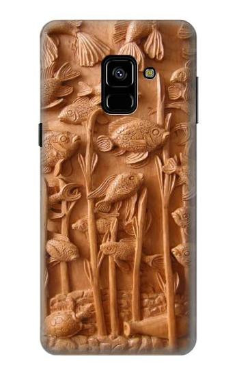 S1307 Fish Wood Carving Graphic Printed Etui Coque Housse pour Samsung Galaxy A8 (2018)