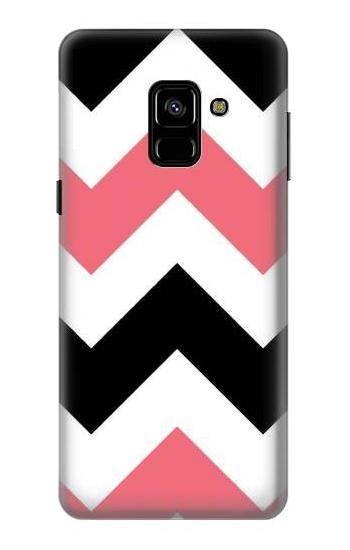 S1849 Pink Black Chevron Zigzag Etui Coque Housse pour Samsung Galaxy A8 (2018)