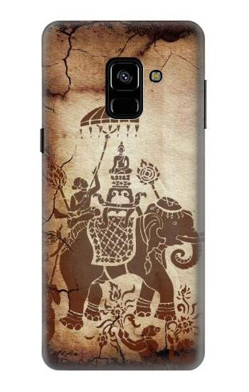 S2102 Thai Art Buddha on Elephant Etui Coque Housse pour Samsung Galaxy A8 (2018)