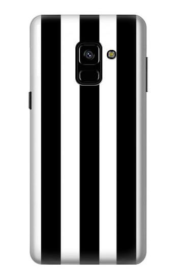 S2297 Black and White Vertical Stripes Etui Coque Housse pour Samsung Galaxy A8 (2018)