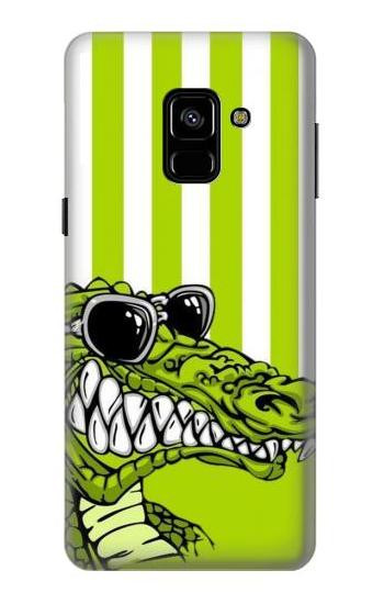 S2323 Funny Green Alligator Crocodile Etui Coque Housse pour Samsung Galaxy A8 (2018)