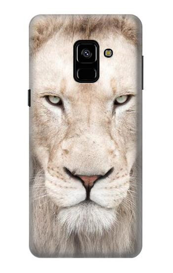 S2399 White Lion Face Etui Coque Housse pour Samsung Galaxy A8 (2018)