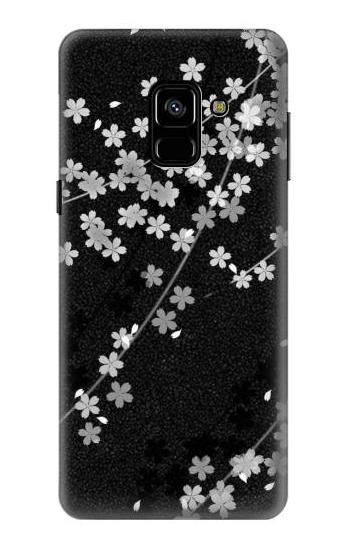 S2544 Japanese Kimono Style Black Flower Pattern Etui Coque Housse pour Samsung Galaxy A8 (2018)
