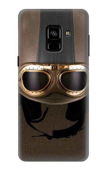 S2645 Vintage Brown Goggles Motorcycle Helmet Etui Coque Housse pour Samsung Galaxy A8 (2018)