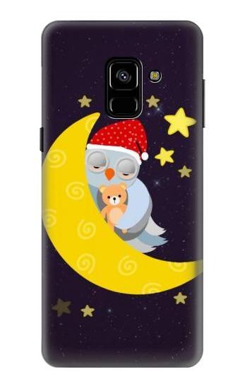 S2849 Cute Sleepy Owl Moon Night Etui Coque Housse pour Samsung Galaxy A8 (2018)
