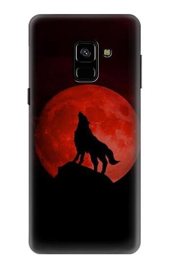 S2955 Wolf Howling Red Moon Etui Coque Housse pour Samsung Galaxy A8 (2018)