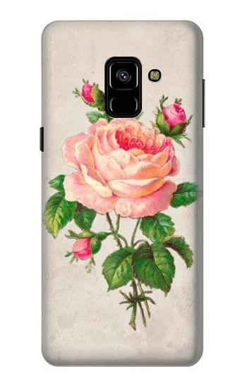 S3079 Vintage Pink Rose Etui Coque Housse pour Samsung Galaxy A8 (2018)