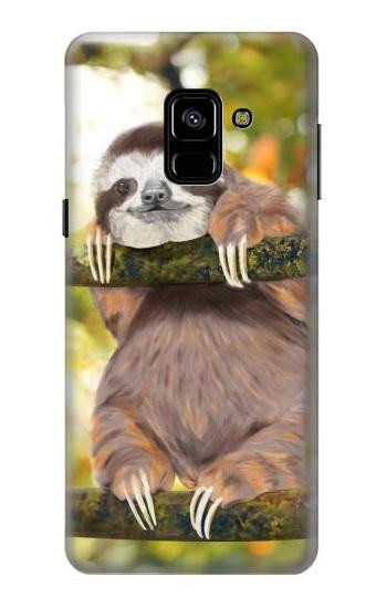 S3138 Cute Baby Sloth Paint Etui Coque Housse pour Samsung Galaxy A8 (2018)