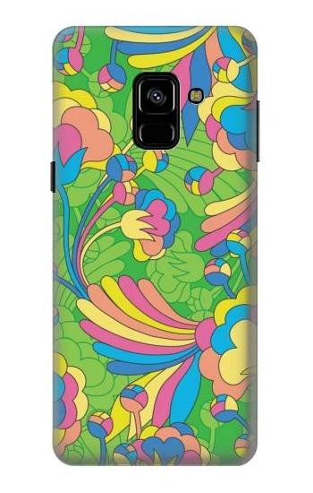 S3273 Flower Line Art Pattern Etui Coque Housse pour Samsung Galaxy A8 (2018)