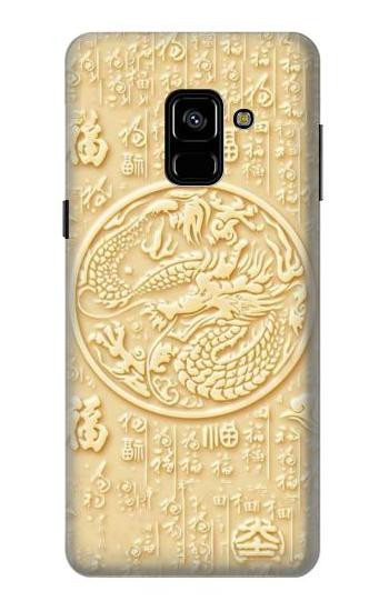 S3288 White Jade Dragon Graphic Painted Etui Coque Housse pour Samsung Galaxy A8 (2018)
