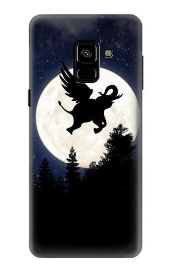 S3323 Flying Elephant Full Moon Night Etui Coque Housse pour Samsung Galaxy A8 (2018)