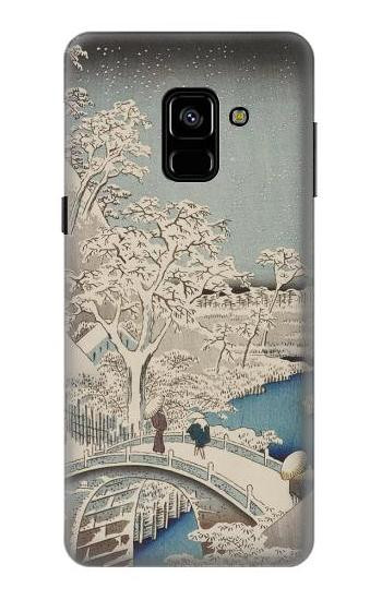 S3350 Utagawa Hiroshige Drum Bridge Yuhi Hill in Meguro Etui Coque Housse pour Samsung Galaxy A8 (2018)