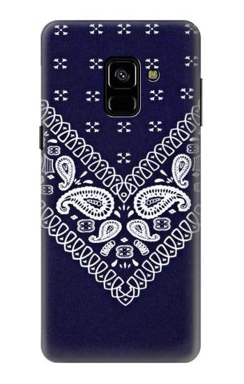 S3357 Navy Blue Bandana Pattern Etui Coque Housse pour Samsung Galaxy A8 (2018)